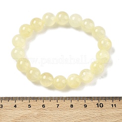 天然ゴールドシルク翡翠ラウンドビーズストレッチブレスレット（女性用）  ビーズ：10mm  内径：1.97インチ（5cm）&nbsp;BJEW-F535-01D