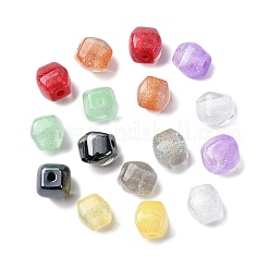 蓄光透明樹脂ビーズ  ポリゴン  暗闇で光る  グリッターパウダー付き  ミックスカラー  10x10x10mm  穴：2mm&nbsp;RESI-B039-14