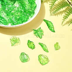 120個8スタイル透明アクリルパーツ  葉  芝生の緑  19.5~28x10.5~24x1.2~3.5mm  穴：1.2~2mm  15個/スタイル&nbsp;OACR-FS0001-71