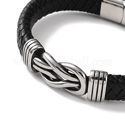 Men's Braided Black PU Leather Cord Bracelets&nbsp;LS-BJEW-K243-19AS