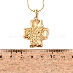 304ステンレススチールのテクスチャードクロスペンダントスネークチェーンネックレス（女性用）  イオンプレーティング（ip）  18KGP本金メッキ  15.75インチ（40cm）&nbsp;NJEW-F354-04G