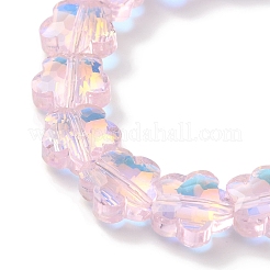電気メッキガラスビーズセット  ABカラーメッキ  花  多面カット  パールピンク  10x10x5mm  穴：1mm  約71個/連  26.77''（68センチメートル）&nbsp;EGLA-B006-03A-AB01