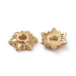 合金ビーズキャップ  長持ちメッキ  6  - 花びらの花  18KGP本金メッキ  7.5x2mm  穴：1.5mm&nbsp;PALLOY-A067-06G