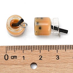 ガラスボトルペンダント  樹脂の内側と鉄パーツ  模造泡茶  ナバホホワイト  20~25x11~14x11mm  穴：1.8mm&nbsp;X-CRES-S359-01I