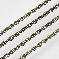 はんだ付けされた真鍮コーティングされた鉄のロープチェーン  スプールで  アンティークブロンズ  2x1.4x0.3mm  約39.37フィート（12m）/ロール&nbsp;CH-T002-04AB