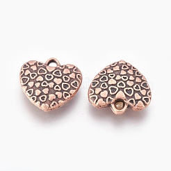合金ハートペンダント  ニッケルフリー  赤銅鉱  18x18x5mm  穴：3mm&nbsp;PALLOY-E415-06R-NF