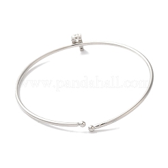 Rack Plating Brass Micro Pave Clear Cubic Zirconia Letter Open Cuff Bangles&nbsp;BJEW-A018-01P-P