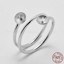 Anti-Tarnish Rhodium Plated 925 Sterling Silver Finger Design Ring Mounts Fittings with Pearl Seat&nbsp;X-STER-A070-040
