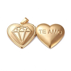 Ion Plating(IP) 304 Stainless Steel Locket Pendants&nbsp;STAS-K197-05G