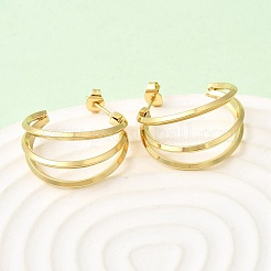 Triple C-Shaped 201 Stainless Steel Stud Earrings&nbsp;EJEW-Z151-09G