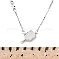 真鍮パヴェ天然ホワイトシェルラケットペンダントネックレス  プラチナ  20.31インチ（51.6cm）&nbsp;NJEW-H052-01P