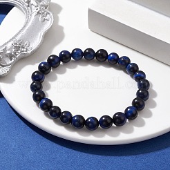 Dyed Natural Tiger Eye Beaded Stretch Bracelets&nbsp;BJEW-TA00462-02