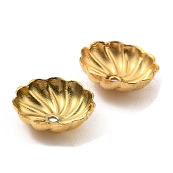 304ステンレススチールビーズキャップ  マルチ花弁  花  18KGP本金メッキ  9.5x3mm  穴：1mm&nbsp;STAS-G310-10G