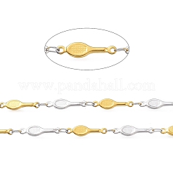 304ステンレススチールラケットリンクチェーン  スプールで  ハンダ付け  ゴールデン·ステンレス鋼色  ラケット：15x4x1mm  リンク：3.5x2x0.2mm  約16.4フィート（5m）/ロール&nbsp;CHS-M003-10