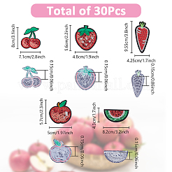 30Pcs 5 Styles Fruit Theme Felt Fabric with Glitter Sequins Iron on/Sew On Patches&nbsp;PATC-FH0001-14