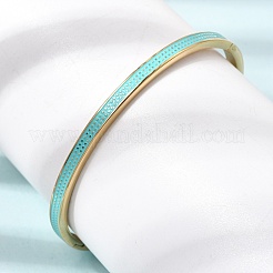 女性用304ステンレススチール製エナメルヒンジ付きカフバングル  イオンプレーティング（ip）  18KGP本金メッキ  ターコイズ  内径：1.97x2.36インチ（5x6cm）&nbsp;SA-CBAC920-15G-01B