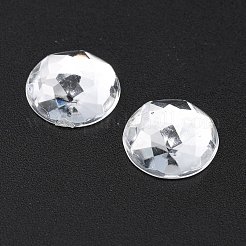 アクリルラインストーンフラットバックカボション  多面カット  半円  ホワイト  直径約12mm  厚さ4mm&nbsp;PGO-12mm38