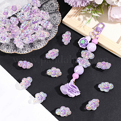 35 個の UV メッキレインボー虹色アクリルビーズ  ツートン  ブドウ  スミレ  25x16x14mm  穴：3.7mm&nbsp;PACR-PA0001-23B