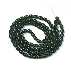 透明クラックルガラスビーズ連売り  オーバル  グリーン  8x5.5~6mm  穴：1mm  約100個/連  31.4インチ&nbsp;X-DGLA-S085-6x8-19
