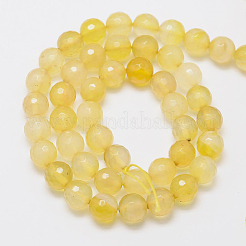天然石瑪瑙ビーズ連売り  多面カット  染め  ラウンド  ゴールド  6mm  穴：1mm  約62個/連  14.5cm&nbsp;G-G580-6mm-07