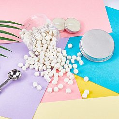 レトロシーリングスタンプ用シーリングワックス粒子キット  ステンレス鋼スプーン  ろうそく  プラスチック製の空の容器  ホワイト  307個/セット&nbsp;DIY-CP0003-50F