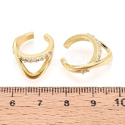 Brass Pave Clear Cubic Zirconia Cuff Earrings&nbsp;EJEW-T049-04G