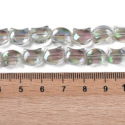 電気メッキガラスビーズセット  フル虹メッキ  猫の形  ゲインボロ  8x10x5mm  穴：1mm  約65個/連  24.41''（62センチメートル）&nbsp;EGLA-Q128-06A-FR03