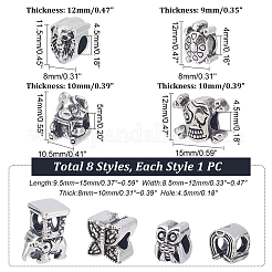 8Pcs 8 Style 304 Stainless Steel European Beads&nbsp;STAS-UN0040-31