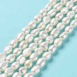 天然養殖淡水パールビーズ連売り  両面研磨  グレード6 A  貝殻色  7~8x7~8x6~7mm  穴：0.6mm  約41~42個/連  13.78''（35~35.5センチメートル）&nbsp;PEAR-Z002-16