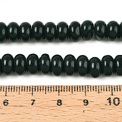 オペークソリッドカラーガラスビーズ連売り  ロンデル  濃い緑  8~8.5x4.5~5mm  穴：1.2mm  約75~77個/連  14.96インチ（38cm）&nbsp;GLAA-ZX008-8mm-18X