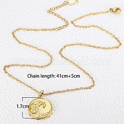 304 Stainless Steel Wave Coin Pendant Necklaces for Women&nbsp;WG3EA57-01