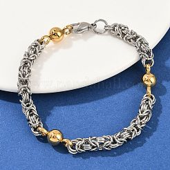 201 Stainless Steel Byzantine Chain Bracelets for Women&nbsp;BJEW-B143-11GP
