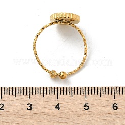 女性用楕円形 304 ステンレススチール ホワイトシェル カフリング  イオンプレーティング（ip）  18KGP本金メッキ  13x10.5mm  内径: 調節可能&nbsp;RJEW-G346-07G-02