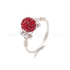 Handmade Polymer Clay Rhinestone Finger Rings for Women&nbsp;RJEW-JR00919