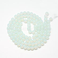 プリントガラスビーズ焼付塗装ガラスビーズ連売り  模造オパール  ラウンド  ホワイト  8mm  穴：1.3~1.6mm  約100個/連  31.4インチ&nbsp;DGLA-Q023-8mm-DB1