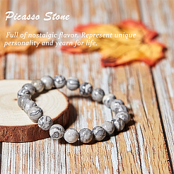 Natural Map Stone/Picasso Stone/Picasso Jasper Beads Strands&nbsp;G-OC0001-04