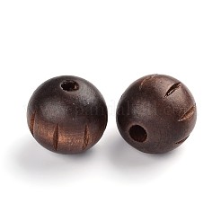天然木のビーズ  マクラメビーズ大穴  無鉛の  染め  刻まれた模様でラウンド  コーヒー  25mm  穴：6~7mm&nbsp;TB099Y