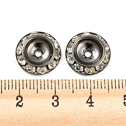 真鍮クリスタルラインストーンビーズ  カドミウムフリー＆鉛フリー  フラットラウンド  ガンメタ色  13x3~3.5mm  穴：1.6~2mm&nbsp;RB-F035-06C-B
