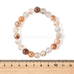 Natural Rutilated Quartz Round Beaded Stretch Bracelets&nbsp;BJEW-JB14341-01