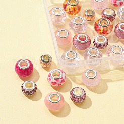 24スタイルのヨーロピアンビーズ12個。  アクリル & ガラス & ステンレス & レジン & ポリマークレイ ラインストーン 大穴ビーズ  ロンデル  プラム  10~15x7~11mm  穴：5mm  2個/スタイル&nbsp;DIY-FS0003-45