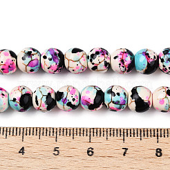 合成ターコイズ染色ビーズ連売り  ラウンド  ブラック  7~8x7~8mm  穴：1mm  約50個/連  14.29~14.65''（36.3~37.2センチメートル）&nbsp;G-E594-24C