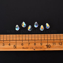 20個の透明スプレー塗装ガラスチャーム  ABカラーメッキ  ティアドロップ  ライトグレー  9x6x6mm  穴：1mm&nbsp;GLAA-YW0001-03A