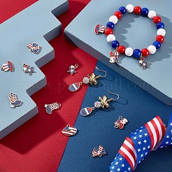 54個9スタイルのアメリカ国旗スタイルの合金エナメルペンダント  カドミウムフリー＆ニッケルフリー＆鉛フリー  ゴールドカラー  リンゴと星と卵  カラフル  13~19x8~18x1.5~2mm  穴：1.6~1.8mm  6個/スタイル&nbsp;ENAM-SC0003-52