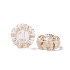 メッキクリアアクリルビーズ  ゴールドライン入り  花  透明  10x4mm  穴：1.6mm  1770個/ 500g&nbsp;OACR-P013-17
