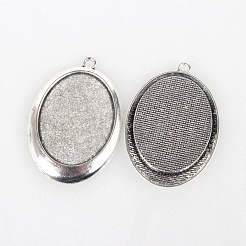 Tibetan Style Alloy Pendant Cabochon Settings&nbsp;TIBEP-N003-19AS