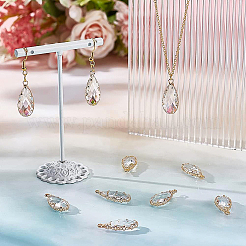 10Pcs Brass Glass Pendants&nbsp;KK-BC0001-93