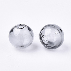 手作り吹きガラスビーズ  ラウンド  濃いグレー  16x16mm  穴：1~1.6mm&nbsp;LS-BLOW-T001-32B-06