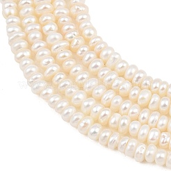 天然養殖淡水パールビーズ連売り  ロンデル  グレード3a+  フローラルホワイト  4~4.5mm  穴：0.3mm  約150~155個/連  14.76''（37.5センチメートル）&nbsp;PA-CBAFEE8-17E