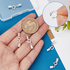 4セット925個のスターリングシルバースプリングリング留め金  コー​​ドが終了すると  銀  9x7.5x3mm  内径：3.5mm&nbsp;STER-BBC0001-25