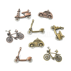 8pcs8スタイルチベットスタイルアロイペンダント  車/自転車のチャーム  ミックスカラー  26~47x35~44.5x6~18mm  穴：2~2.5mm  1個/スタイル&nbsp;FIND-CJ0005-92